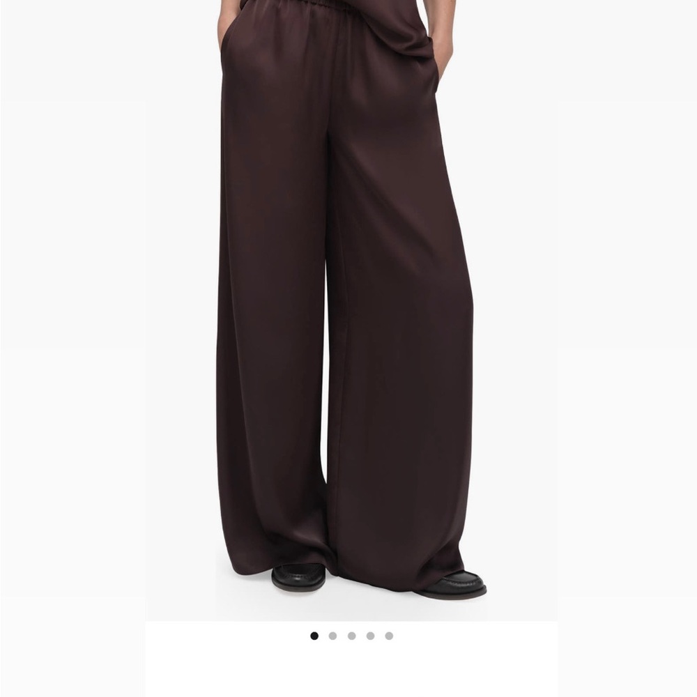 Pink Rose Dark Brown Wide-Leg Pants